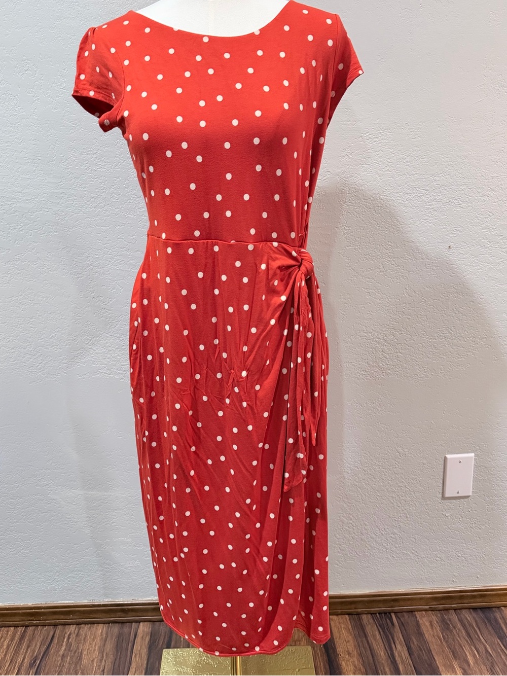 Boden Classic Red Polka Dot Tie-Waist Knit Dress 10P